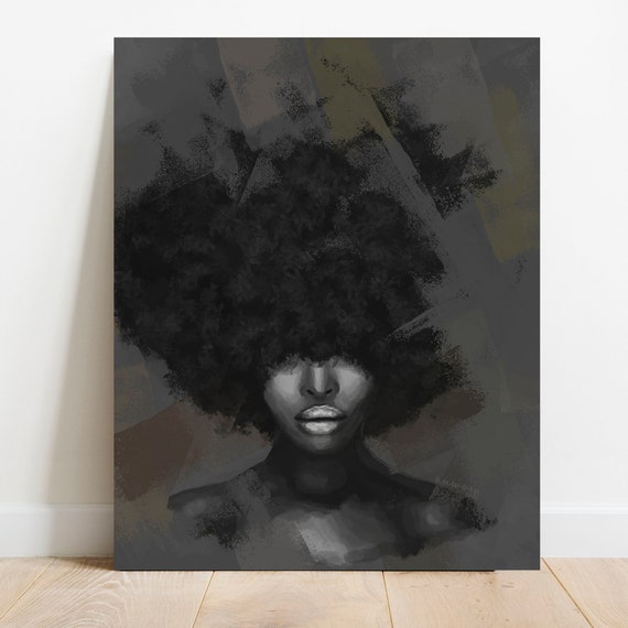 Black Woman Art Print: Afro Female Portrait, African American Wall Art