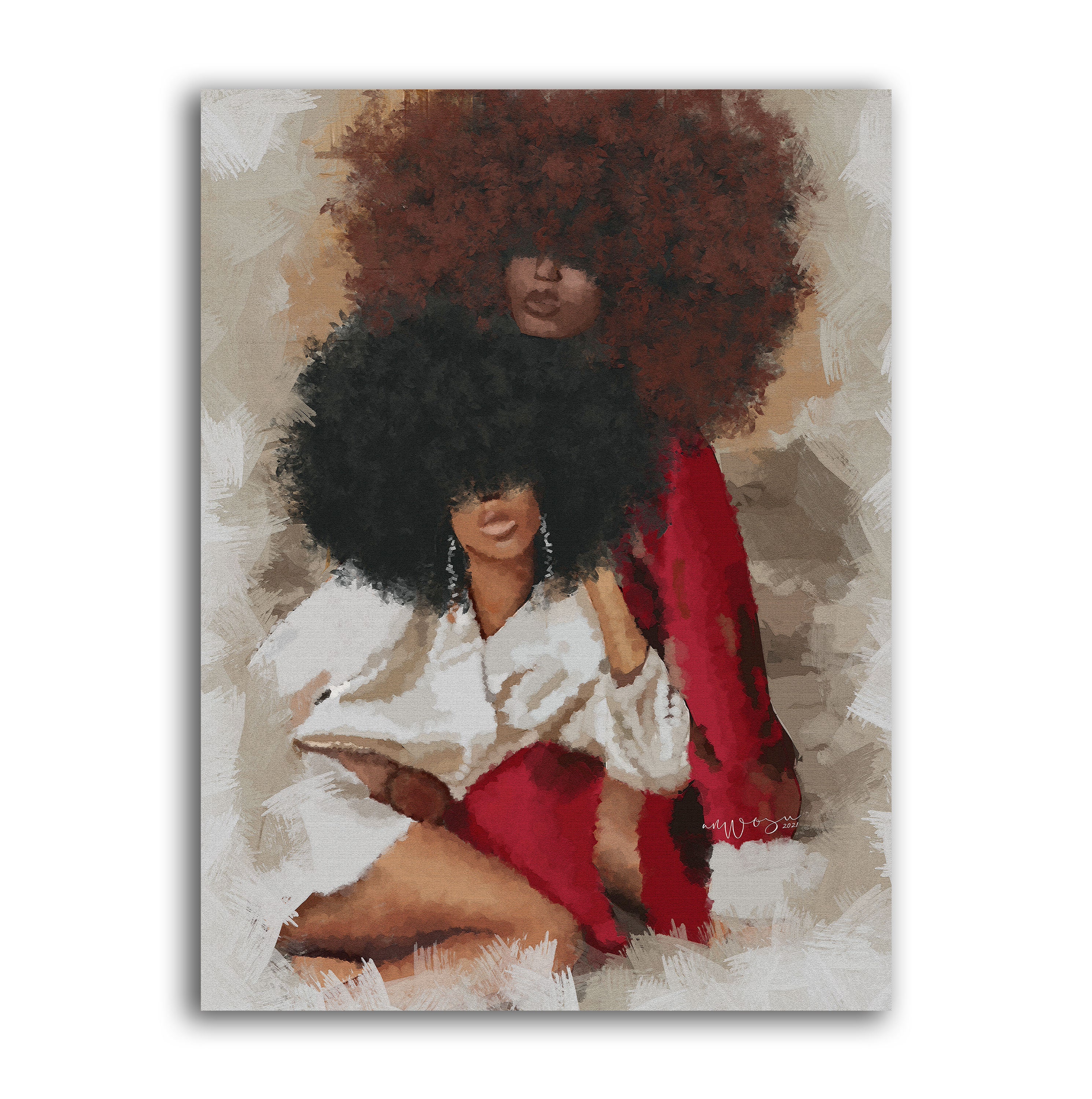 Black Woman Art Print Afro Sisterhood, Canvas Abstract African Wall Art ...