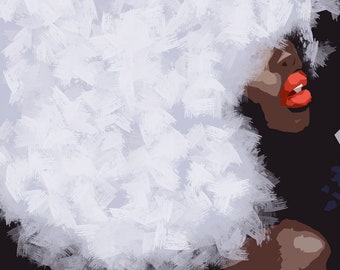 Afro Queen Art Print: Black Female Portrait, African American Wall Art