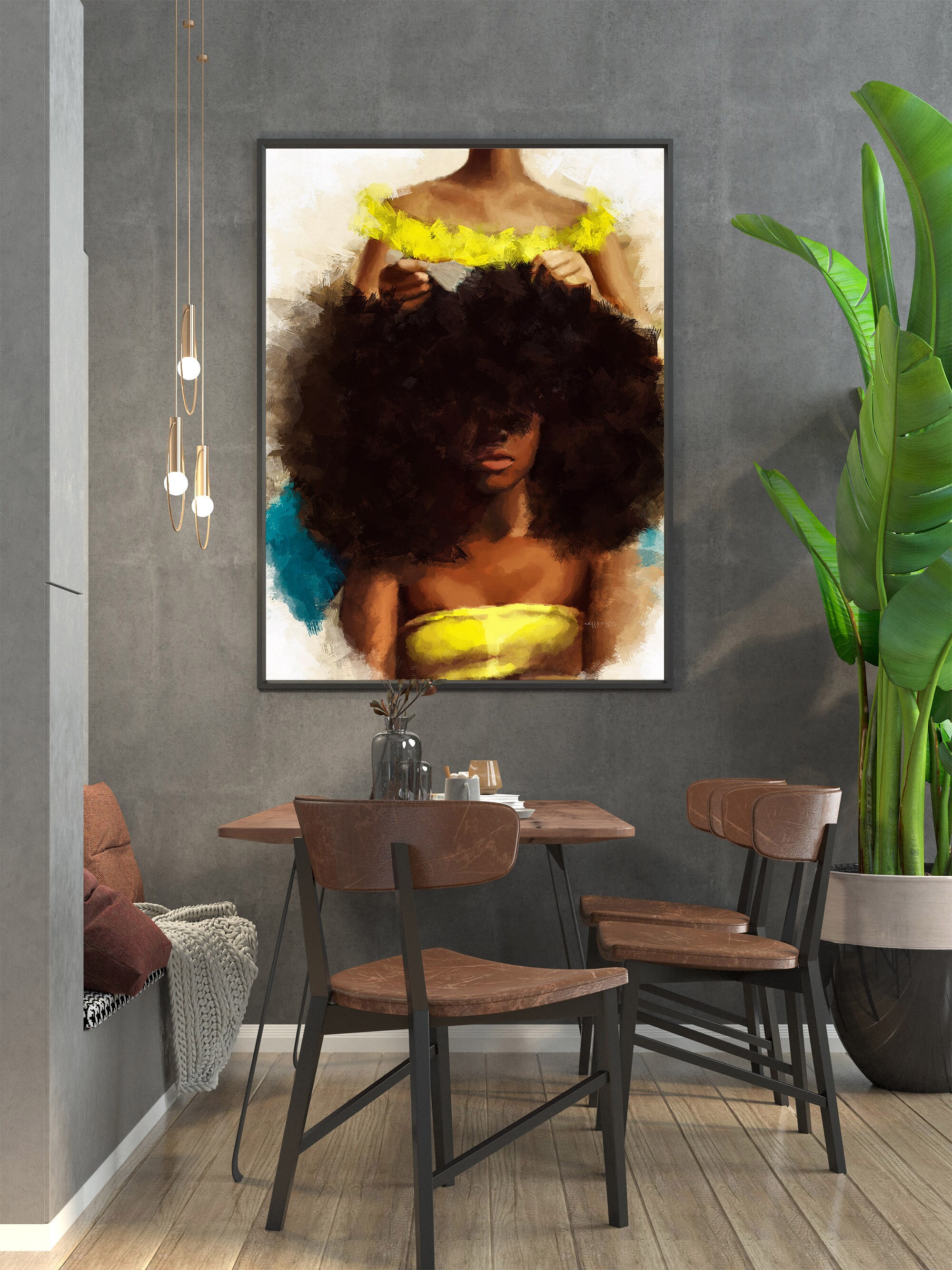 Black Woman Afro Art Print: Vibrant Colors, Arts by Adaa - Etsy