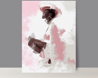 Impression d'art femme noire : illustration de mode texturée (téléchargement numérique)