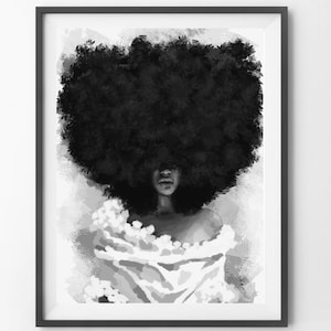 Arts by Ada, Her Crown, Black Art, African American Art, Afro Art, Black Art Print, African Art, Black Female Art, Black and White Art