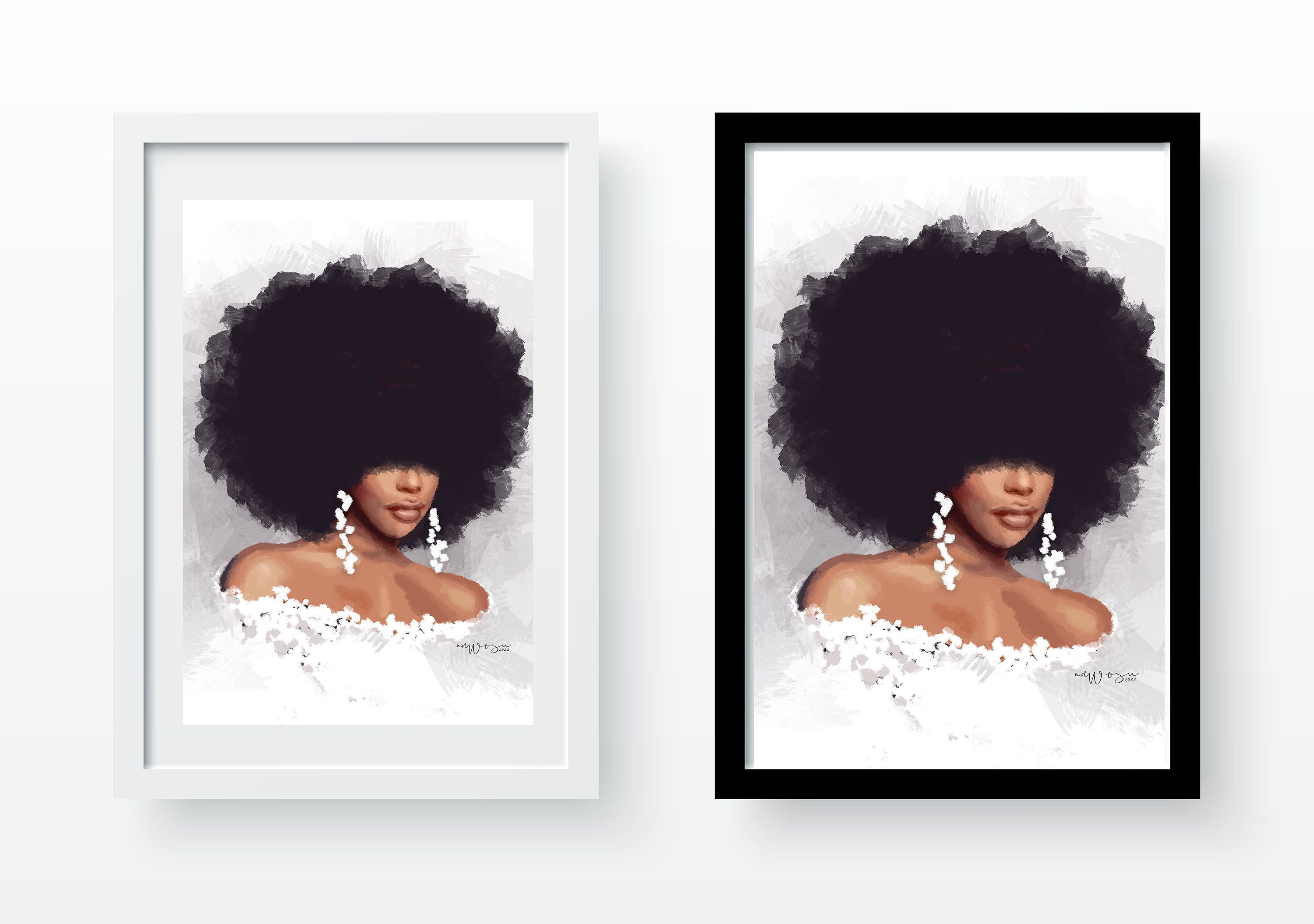 Black Woman Art Print: Afro Beauty Portrait - Etsy