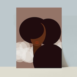 African Woman art, Black woman art, Boho wall art, Instant download, Woman wall art, Minimalist, African American woman, Mid century art.