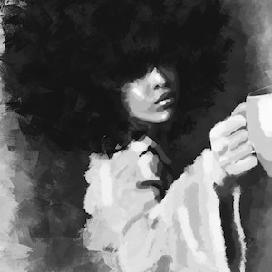 Black Woman Art Print: Afro Hairstyle, 'A Cup of Soul' by ArtsbyAdaa
