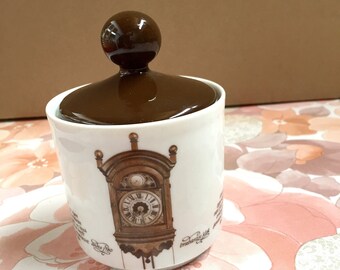 Vintage pot/sugar bowl, Bavarian Mitterteich Porzellan pot with lid, clockface, coffee cup, vintage cup, Bavarian porcelain, country kitchen