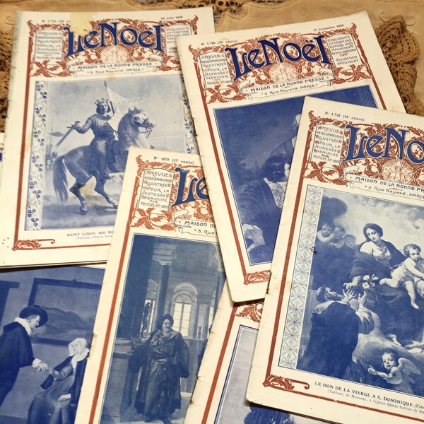 Vintage /antique/French Magazines 1924-1931 , La Noel. French writing, scrolled headings, French ephemera, rare antique French magazine