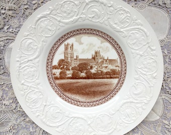 Antique collectable Wedgewood. LC & MJ Ely Collection, Cathedral series, Patrician Paignton pattern, raised scroll design, old church