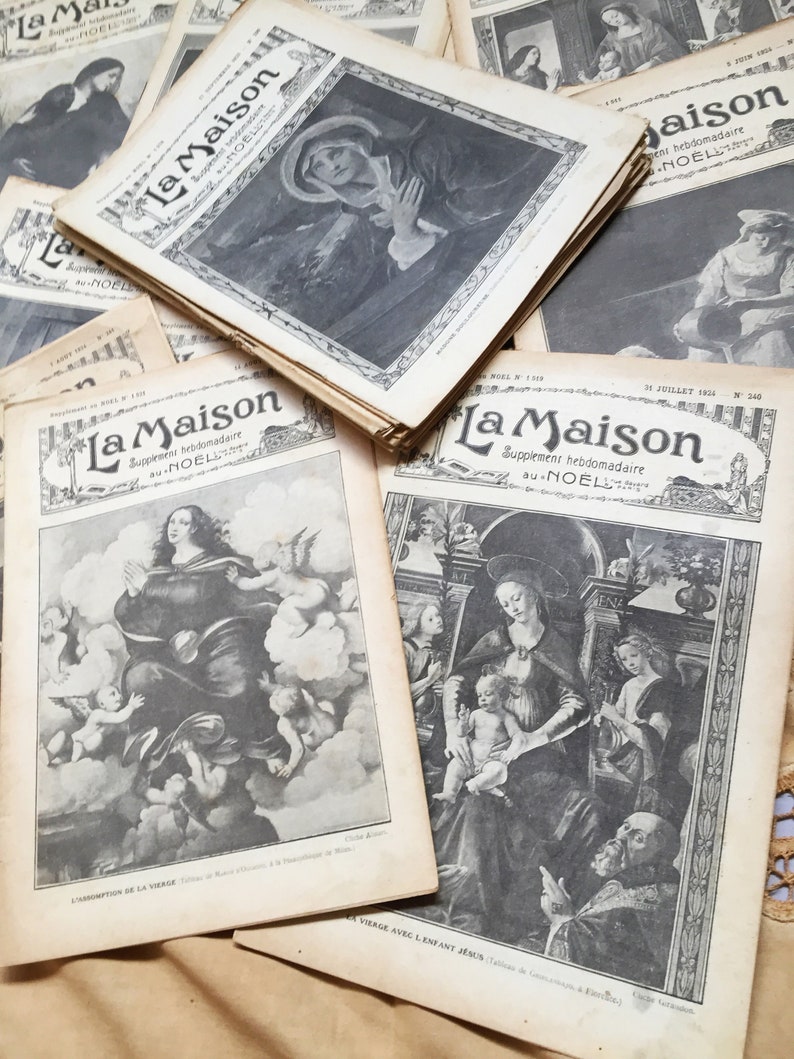 Vintage /antique/French Magazines 1924-1931 , La Maison. French writing, scrolled headings, French ephemera, rare antique French magazine image 6