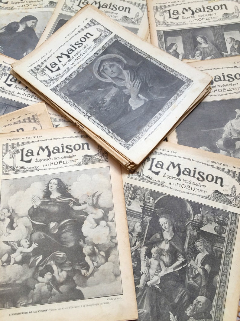 Vintage /antique/French Magazines 1924-1931 , La Maison. French writing, scrolled headings, French ephemera, rare antique French magazine image 3