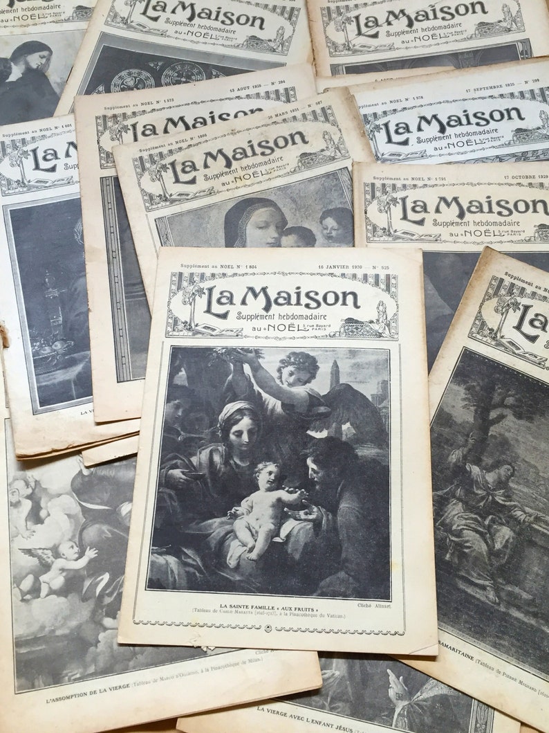 Vintage /antique/French Magazines 1924-1931 , La Maison. French writing, scrolled headings, French ephemera, rare antique French magazine image 1