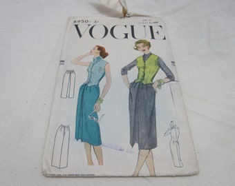 Original 1950's Vintage Vogue 8950 Ladies Skirt and Vest Pattern