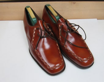 1980s Vintage Leather Dark Honey Men's Handmade Shoes, Lotus of England