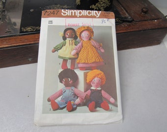 Original 1970's Vintage Simplicity 7247 Soft Dolls Pattern