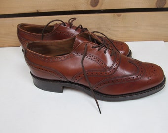 1990s Vintage Calf Leather Dark Leaf Men's Handmade Oxford Brogues