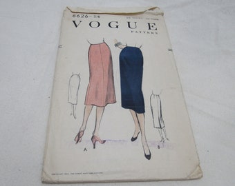 Original 1950's Vintage Vogue 8626 Ladies Skirt Pattern