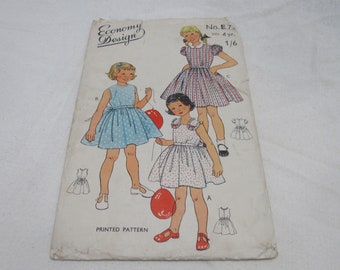 Original 1950's Vintage Economy Design E73 Children's Dress Pattern