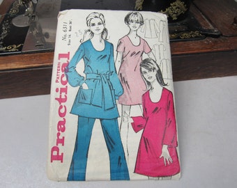 Original 1970's Vintage Practical Pattern 6311 Ladies Tunic and Trousers Pattern