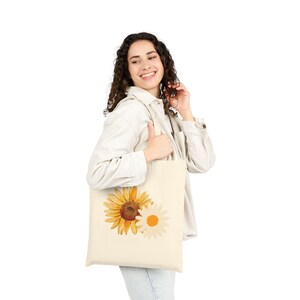 Sunflower Tote Bag, Floral Tote, Shopping Bag, Beach Bag, Eco-Friendly Tote, Reusable Bag, Canvas Tote, Farmers Market Bag, Gift for Her