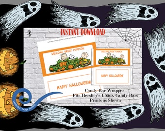 Halloween Pumpkin Printable Candy Bar Wrappers  Digital PDF File Instant Download