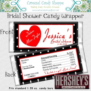 I Love Lucy Inspired Theme Candy Wrappers Baby Shower, Birthday Party, Bridal Shower Party Favors