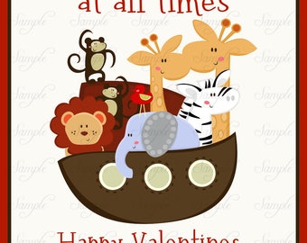 Valentines Cards Noah's Ark  Instant Download Printable PDF file
