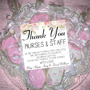 Printable Labor and Delivery Baby Girl Thank You Cards, Labels, Thank You Stickers DIY Digital PDF File