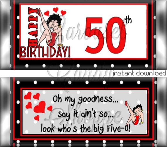 Betty Boop Inspire 50th Birthday Party Favors Hershey S Etsy