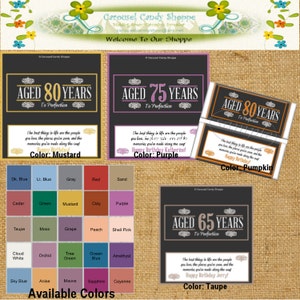 Milestone Birthday Party Favors Hershey&#39;s Candy Bar Wrappers Digital PDF Printable DIY Choose AGE and Color