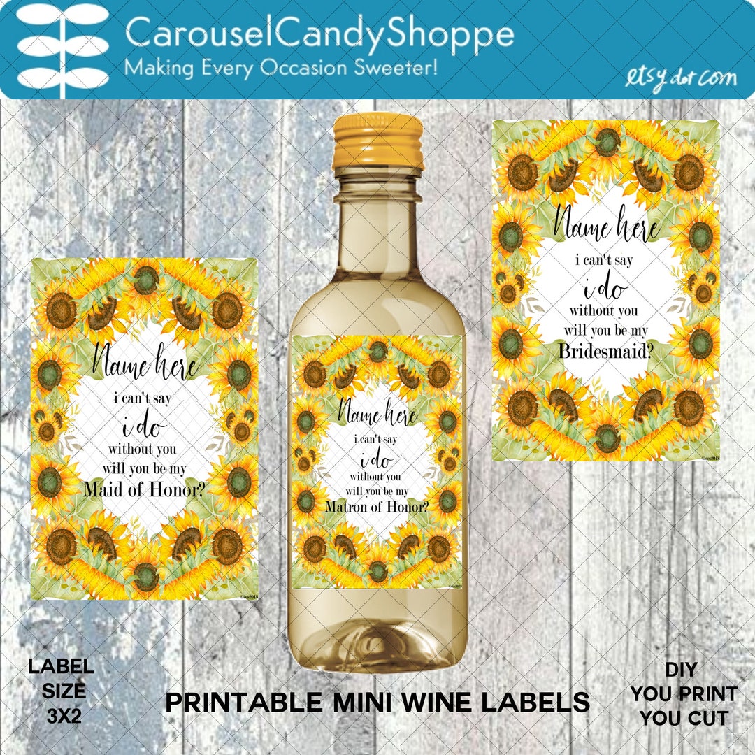 Wedding Bridal Shower Party Mini Wine Bottle Labels, Customized ...