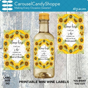 Wedding Bridal Shower Party Mini Wine Bottle Labels, Customized ...