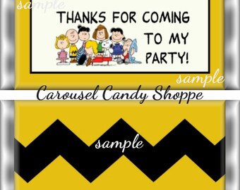 Charlie Brown Inspired Theme Birthday Party Favors Hershey's Candy Bar Wrappers Printable DIY Instant Download