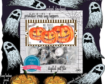 Halloween Bags, Printable Halloween Bags Toppers, Halloween Party Treat Bags Instant Download