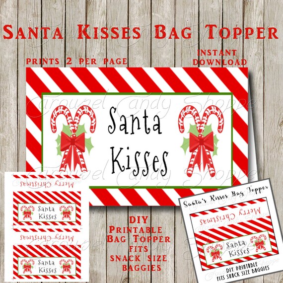 Santa Kisses DIY Bag Topper Digital PDF File | Etsy