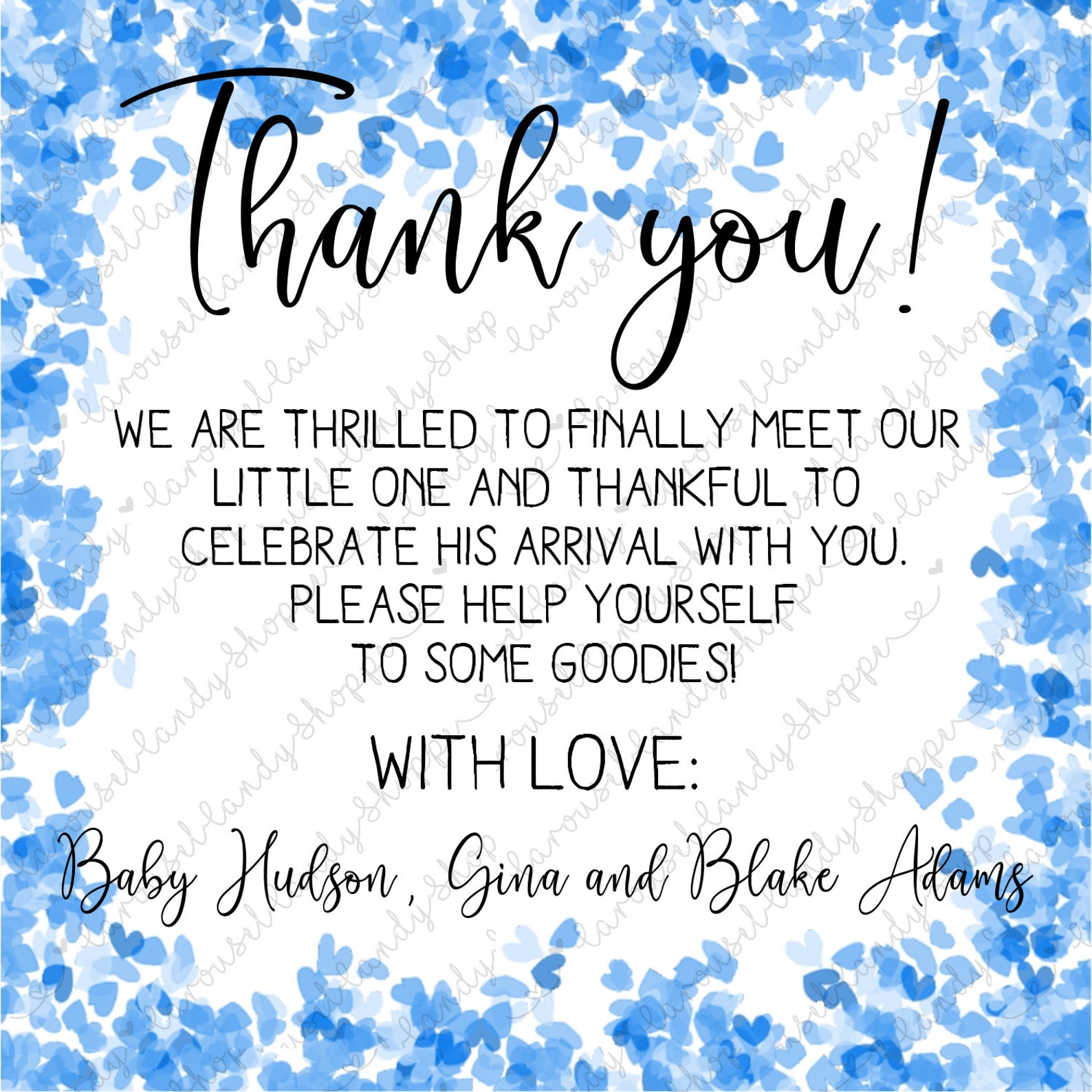 Hospital Thank You Card Labor and Delivery Baby Boy Printable Etsy