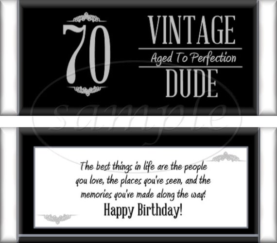 Vintage Dude 70th Birthday Party Favors Hershey's Candy Bar Wrappers