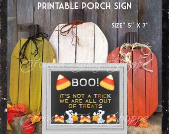 Halloween Front Porch Rustic Chalklboard effect Candy Signs Printable Digital PDF File Instant Download