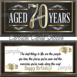 70th Birthday Party Favors Hershey's Candy Bar Wrappers Digital PDF File Instant Download image 1