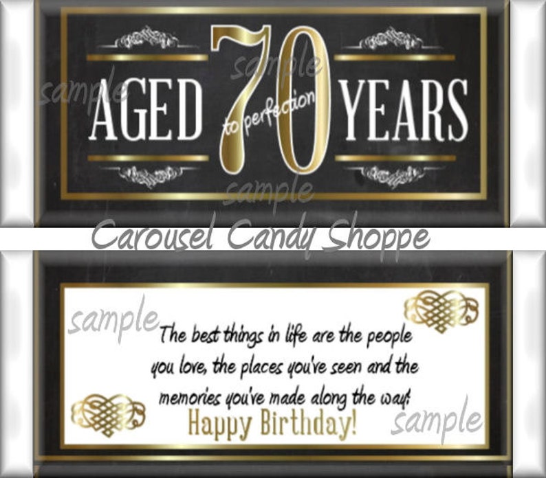 70th Birthday Party Favors Hershey's Candy Bar Wrappers Digital PDF File Instant Download image 1