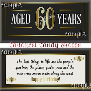 60th Birthday Party Favors Hershey's Candy Bar Wrappers image 1