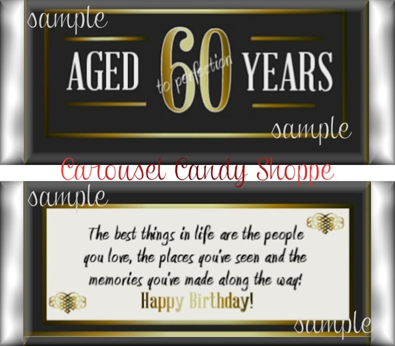 60th Birthday Party Favors Hershey's Candy Bar Wrappers image 1