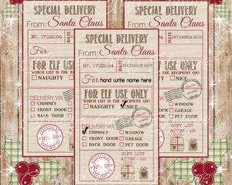 Santa Naughty or Nice Tags Christmas Eve Box Labels, Instant Download DIY Christmas Eve