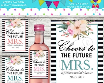 Bridal Shower Mini Wine/Champagne Labels, DIY Printable Wine Labels, Small Wine Labels