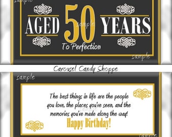 Printable 50th Birthday Party Favors Hershey's Candy Bar Wrappers DIY Digital PDF file