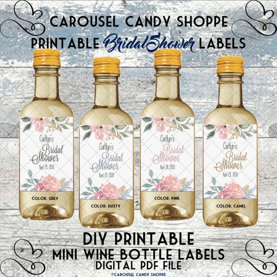 Wedding Bridal Shower Party Mini Wine Bottle Labels - Etsy