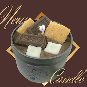 S'mores Scented Candle: Toasted Marshmallow, Chocolate, Graham Cracker - 2oz Jar