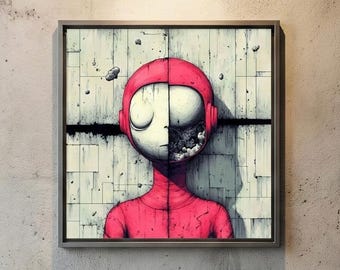 Lobe - Surreal Designed Art Poster: Emotional and Personal Pink Themed Artwork