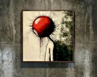Isolation - Self Reflection Art Poster: Red Themed Personal Unique Artwork