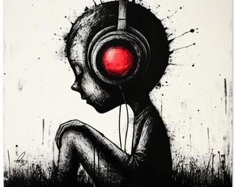 He Sits Alone Poster: Unique Visual Art - Museum Quality Print