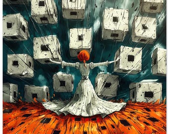 Lady Of Memories Poster, Bold Colors, Emotional Art (30x30 to 70x70 cm)